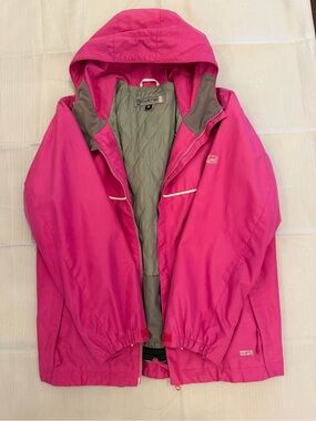 Marvel Women's Bright Pink Hooded Ski Jacket with Quilted Gray Lining